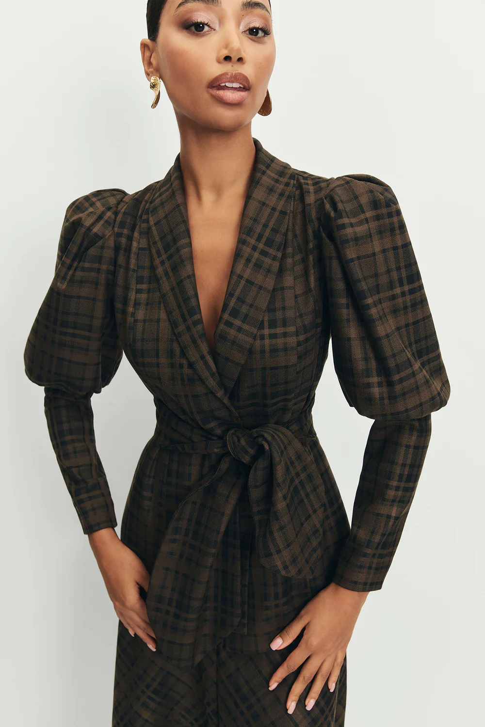 Chaqueta Eos Cuadros Marrón - Image 3