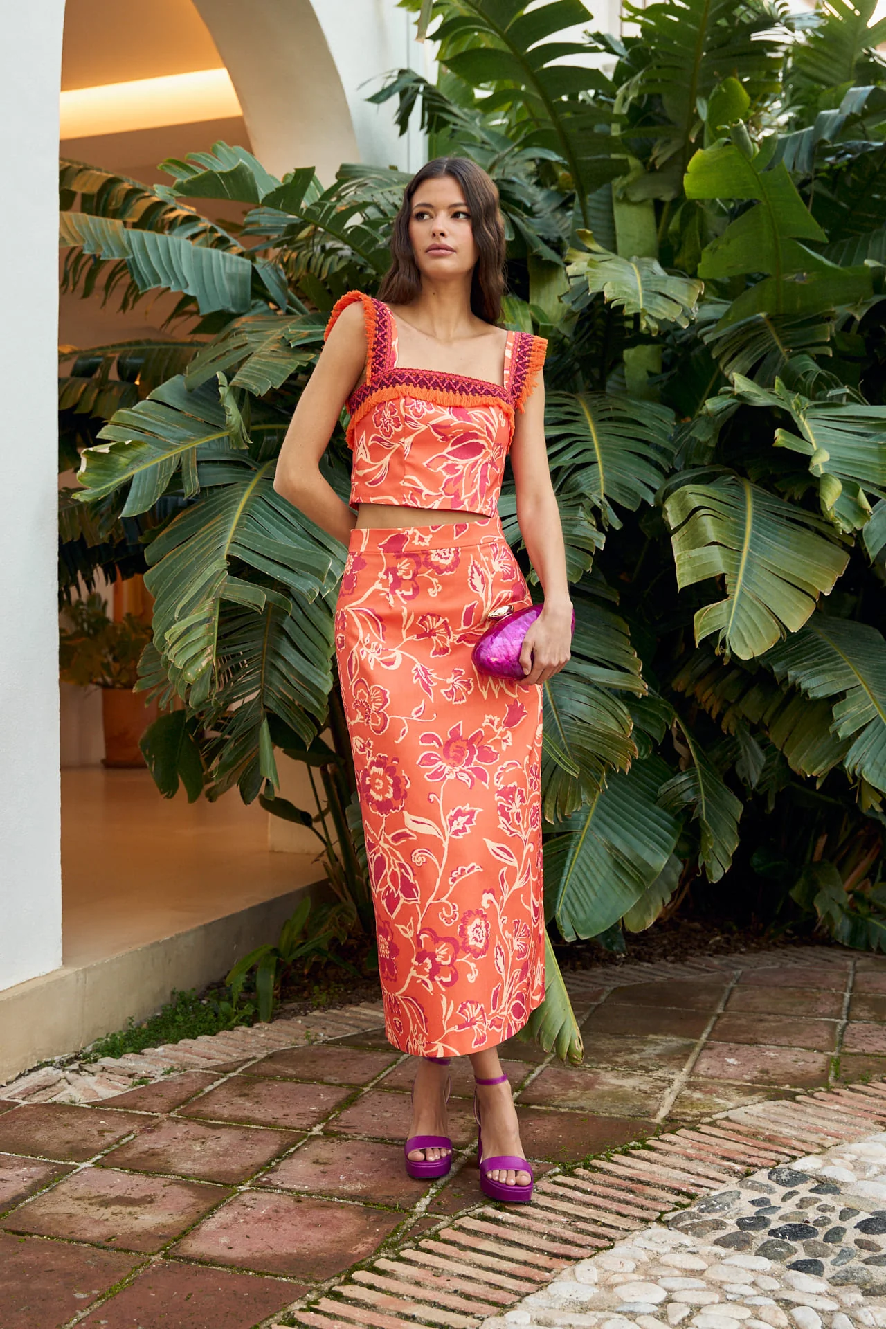 Falda Solera Estampado Naranja - Image 3