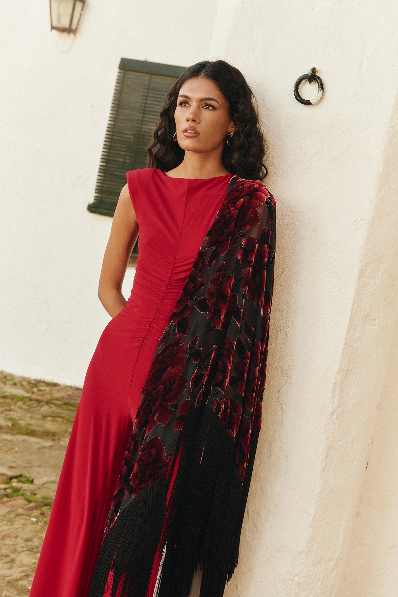 Mantón Ólea Estampado Burdeos - Image 4