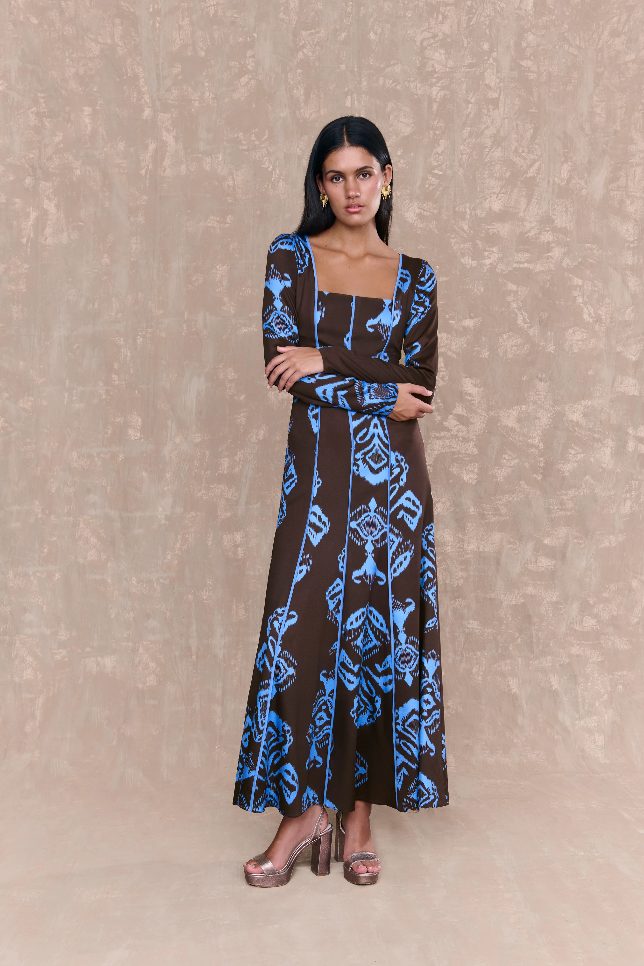 Vestido Aline Estampado Marron - Image 2