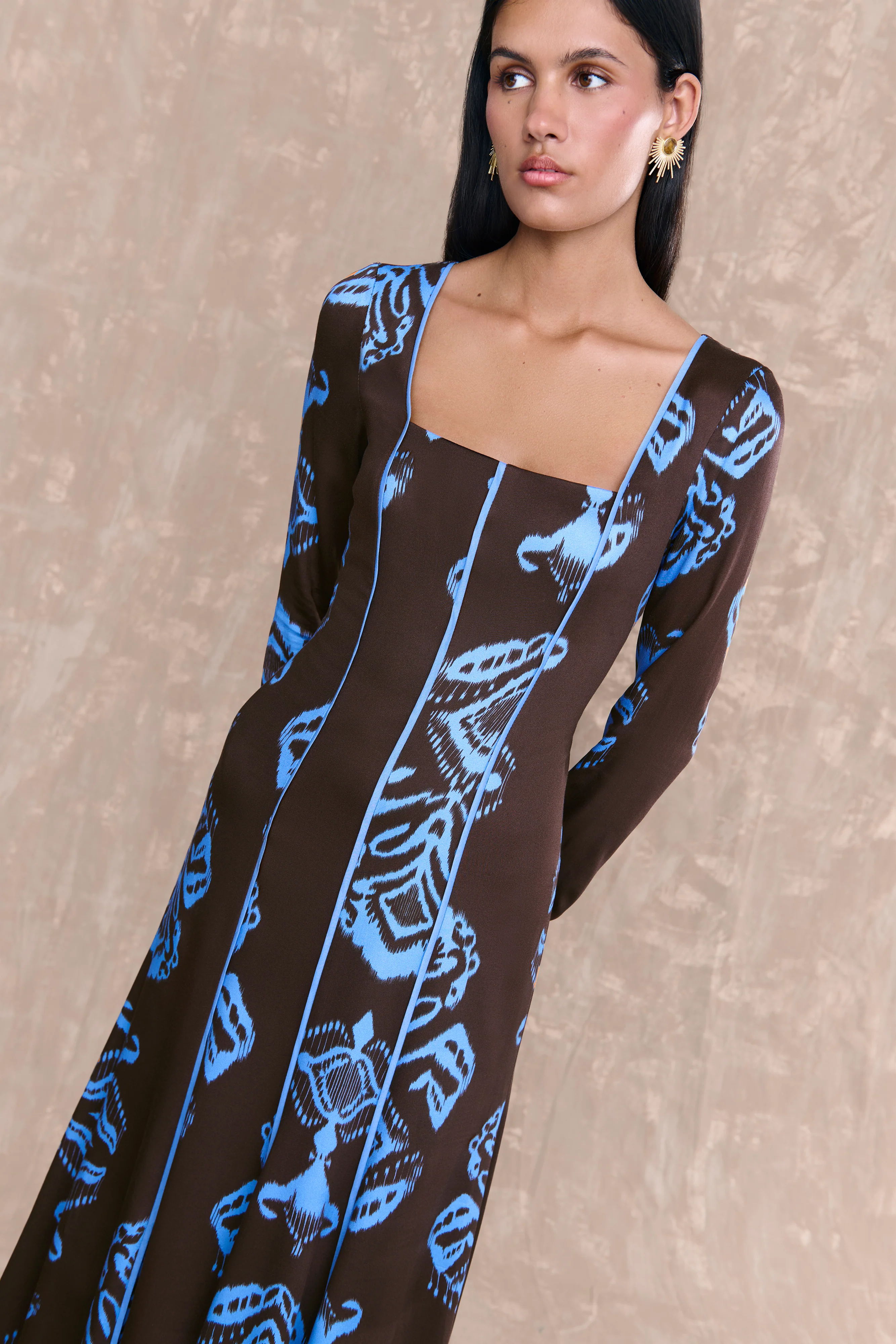Vestido Aline Estampado Marron - Image 3