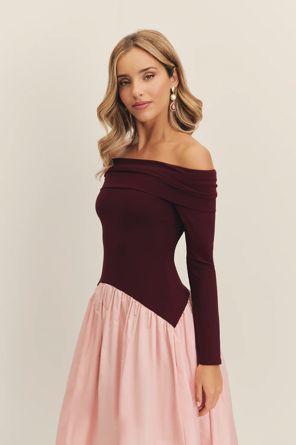 Vestido Infinita Bicolor Berenjena y Rosa - Image 2