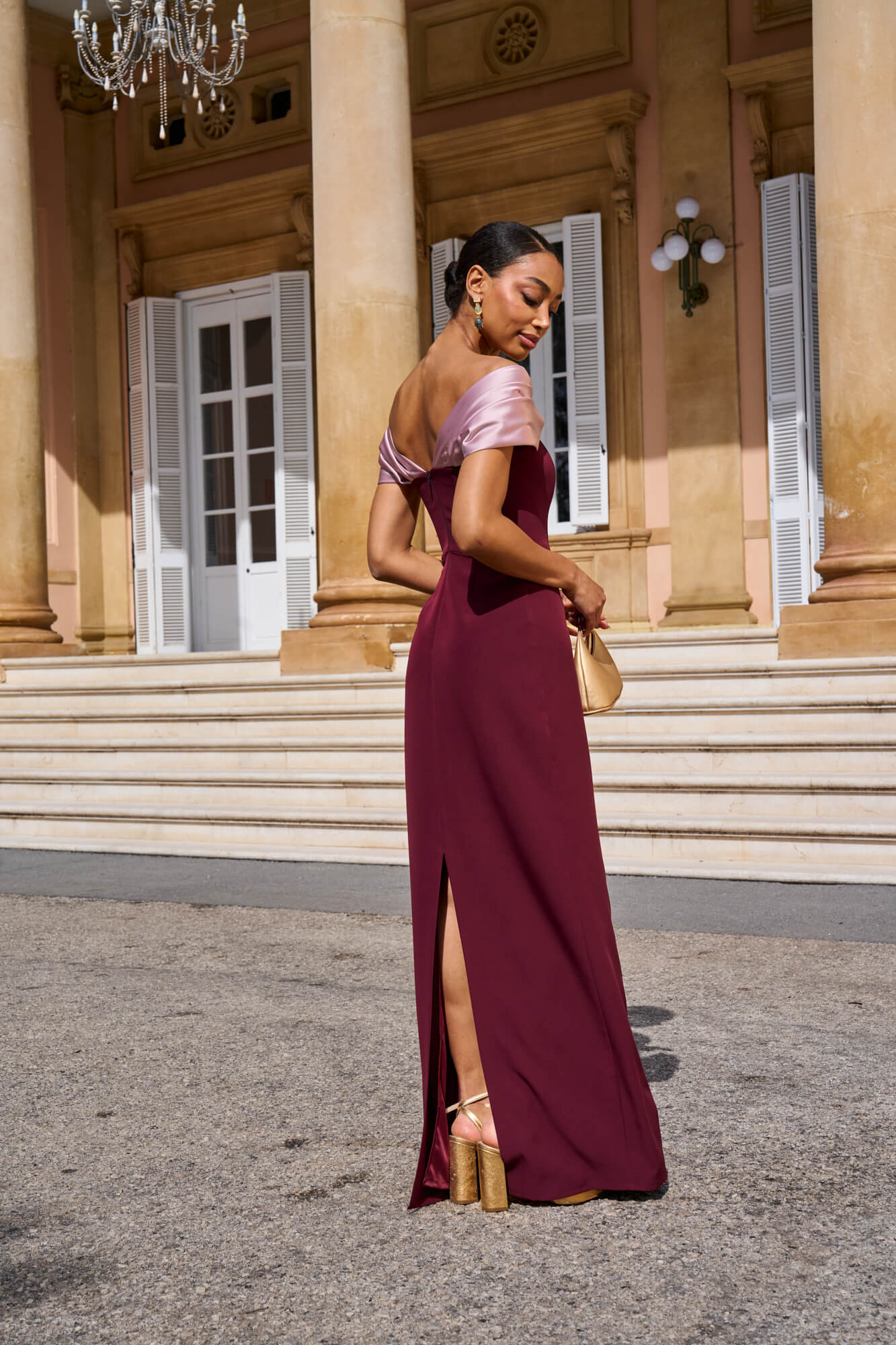 Vestido Rafaela Berenjena y Rosa - Image 3
