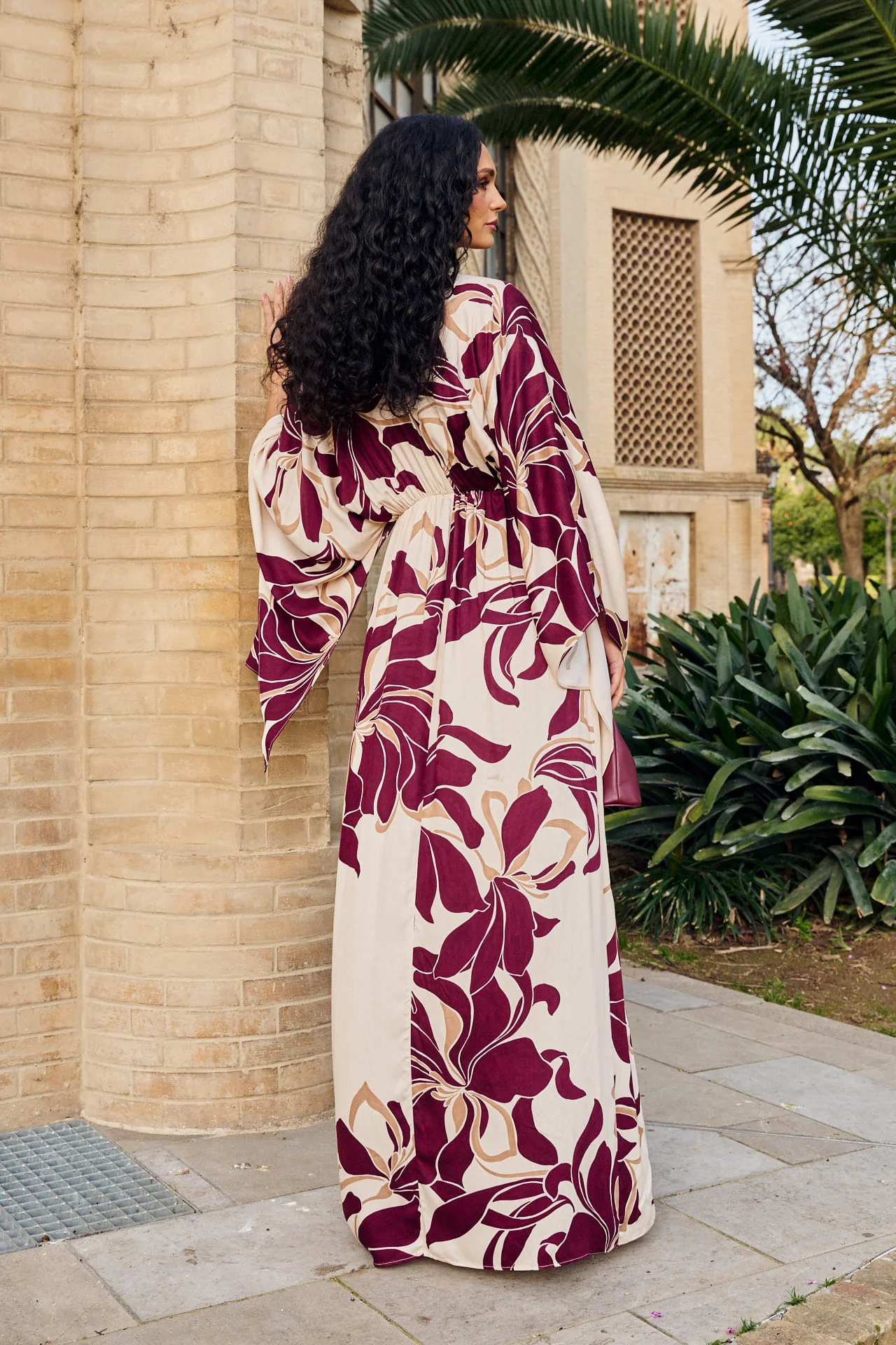 Vestido Rocio Estampado Crudo y Berenjena - Image 3
