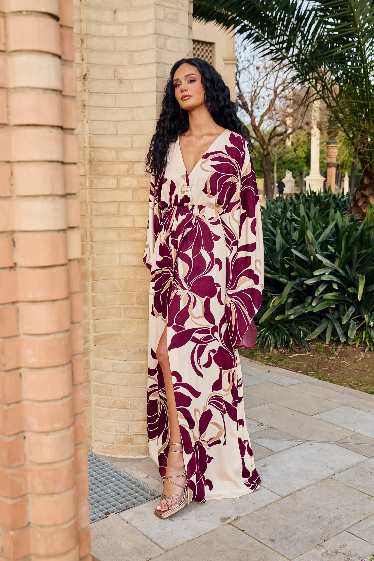Vestido Rocio Estampado Crudo y Berenjena - Image 4